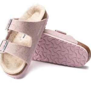 Birkenstock Arizona Rivet Soft Pink shearling wool size 38